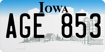 IA license plate AGE853