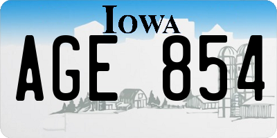 IA license plate AGE854