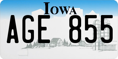 IA license plate AGE855