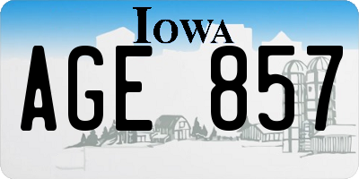 IA license plate AGE857