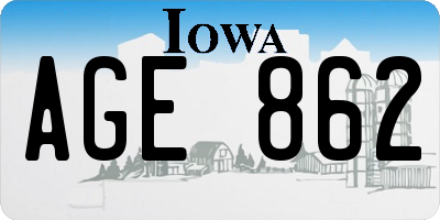 IA license plate AGE862
