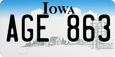 IA license plate AGE863