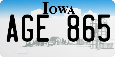 IA license plate AGE865