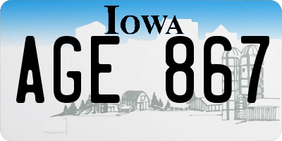 IA license plate AGE867