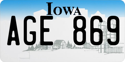 IA license plate AGE869