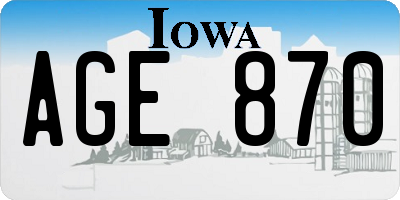 IA license plate AGE870