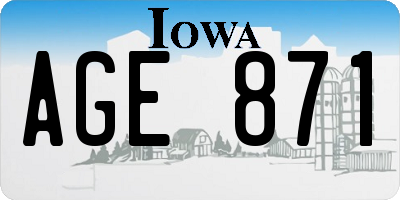 IA license plate AGE871