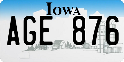 IA license plate AGE876