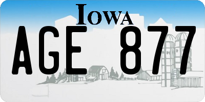 IA license plate AGE877