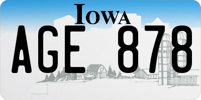 IA license plate AGE878