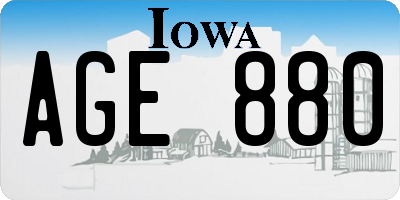 IA license plate AGE880