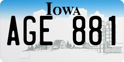 IA license plate AGE881