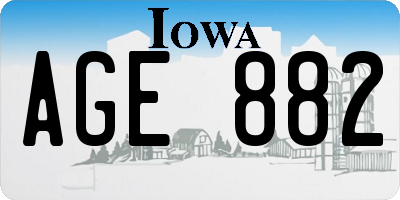 IA license plate AGE882