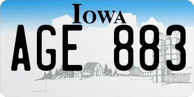 IA license plate AGE883