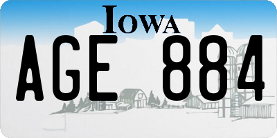 IA license plate AGE884