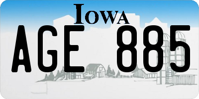 IA license plate AGE885