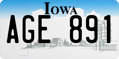 IA license plate AGE891