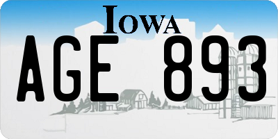 IA license plate AGE893