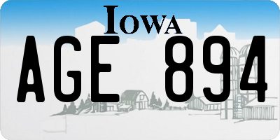 IA license plate AGE894