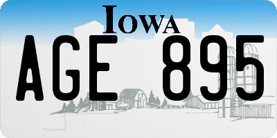 IA license plate AGE895