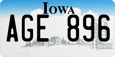 IA license plate AGE896