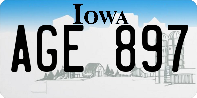 IA license plate AGE897