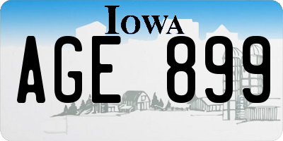 IA license plate AGE899