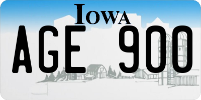 IA license plate AGE900
