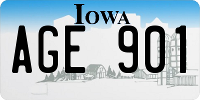 IA license plate AGE901