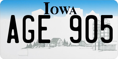 IA license plate AGE905