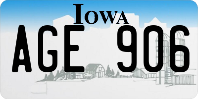 IA license plate AGE906