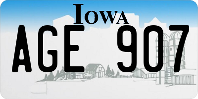 IA license plate AGE907