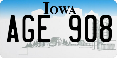 IA license plate AGE908