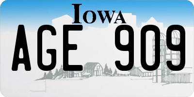 IA license plate AGE909