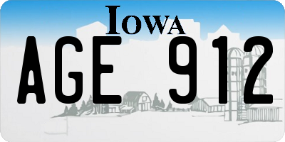 IA license plate AGE912