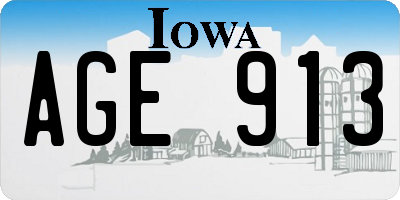 IA license plate AGE913