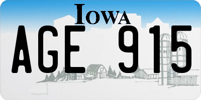 IA license plate AGE915