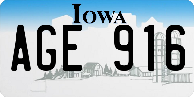 IA license plate AGE916