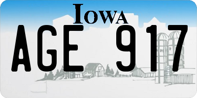 IA license plate AGE917