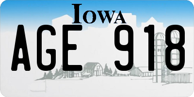 IA license plate AGE918