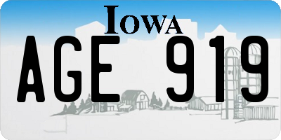 IA license plate AGE919