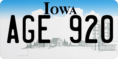 IA license plate AGE920