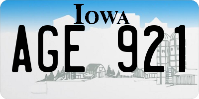 IA license plate AGE921