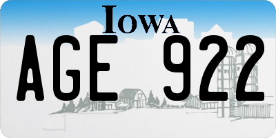 IA license plate AGE922