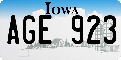 IA license plate AGE923