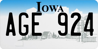 IA license plate AGE924