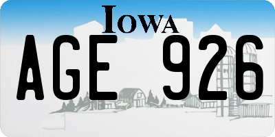 IA license plate AGE926