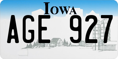 IA license plate AGE927