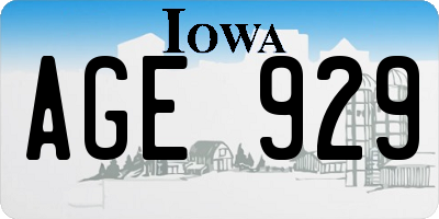 IA license plate AGE929