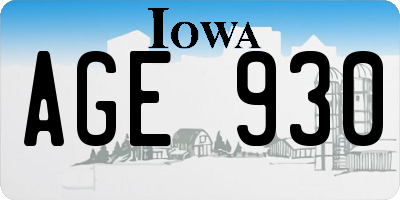 IA license plate AGE930